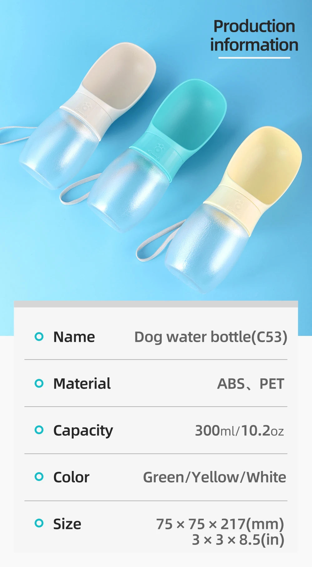 Portable Outdoors High Capacity Pet Water Dispenser Drink Bowl Bottle for Small To Medium Sized Dogs Pets Water Cup Supplies