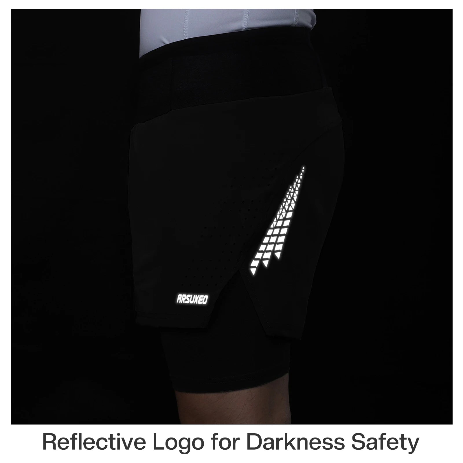 Men's 2 in 1 High Waist Training Gym Fitness Workout Sports Shorts Pants Double Layer B233