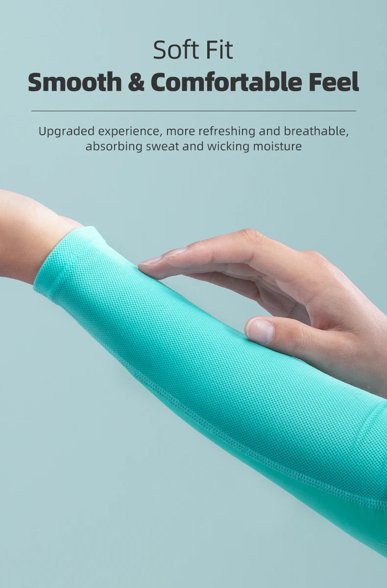 Compression Apparel Gear: ROCKBROS Breathable, Quick-Dry UV Protection Ice Fabric Sports Arm Sleeves / Rungear