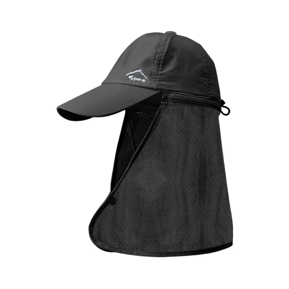 Unisex Breathable Detachable Mask Wide Brimmed Bucket Sunhat For All Outdoor Sports