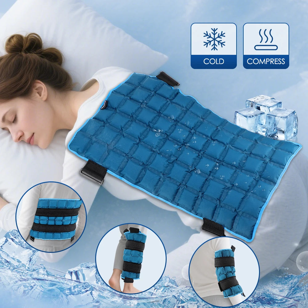 Large Reusable Hot & Cold Gel Ice Pack Wrap – Therapy Pad for Back, Knee, Shoulder & Neck