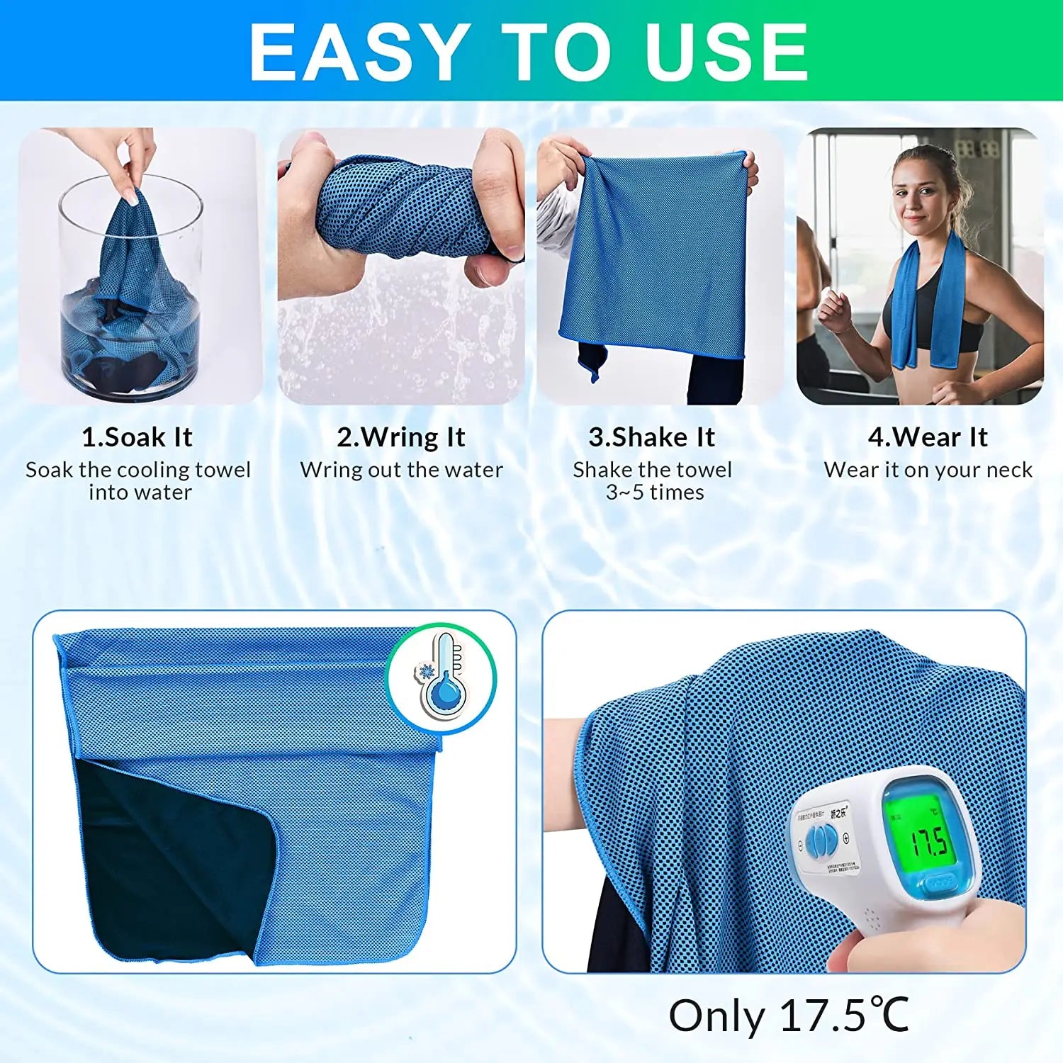 Cooling Towels 4-Pack | Microfibre, Soft & Breathable | 90×30cm | RUNGEAR