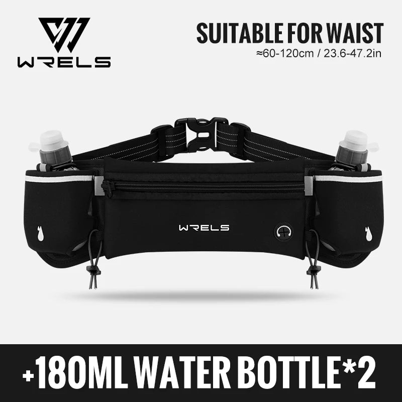 WRELS Upgraded Running Hydration Belt Bag With Water Bottles for Outdoor Sports