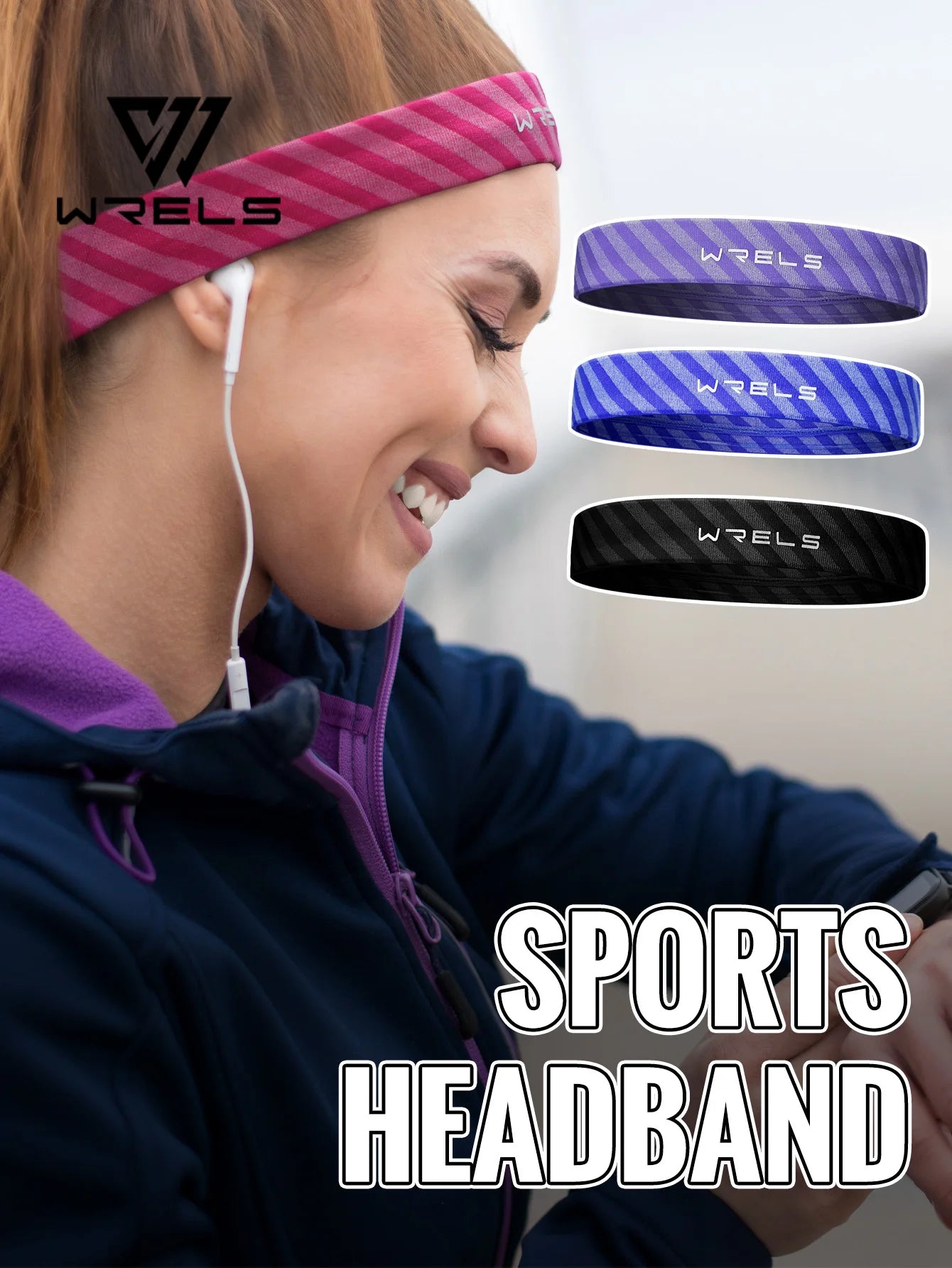 Running Gear Accessories: WRELS Non-Slip, Quick Dry, Moisture Wicking, Elastic Sports Headbands for Workout, Running / Rungear
