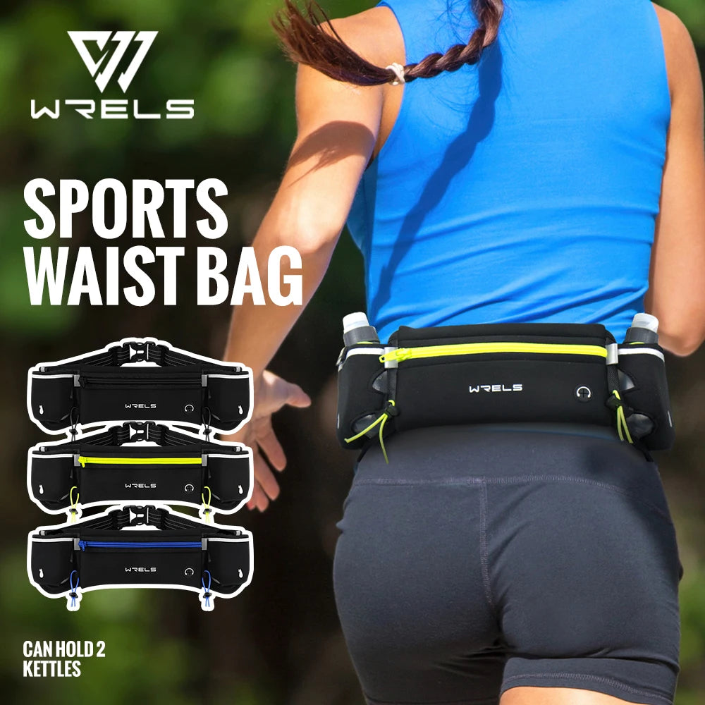 WRELS Upgraded Running Hydration Belt Bag With Water Bottles for Outdoor Sports