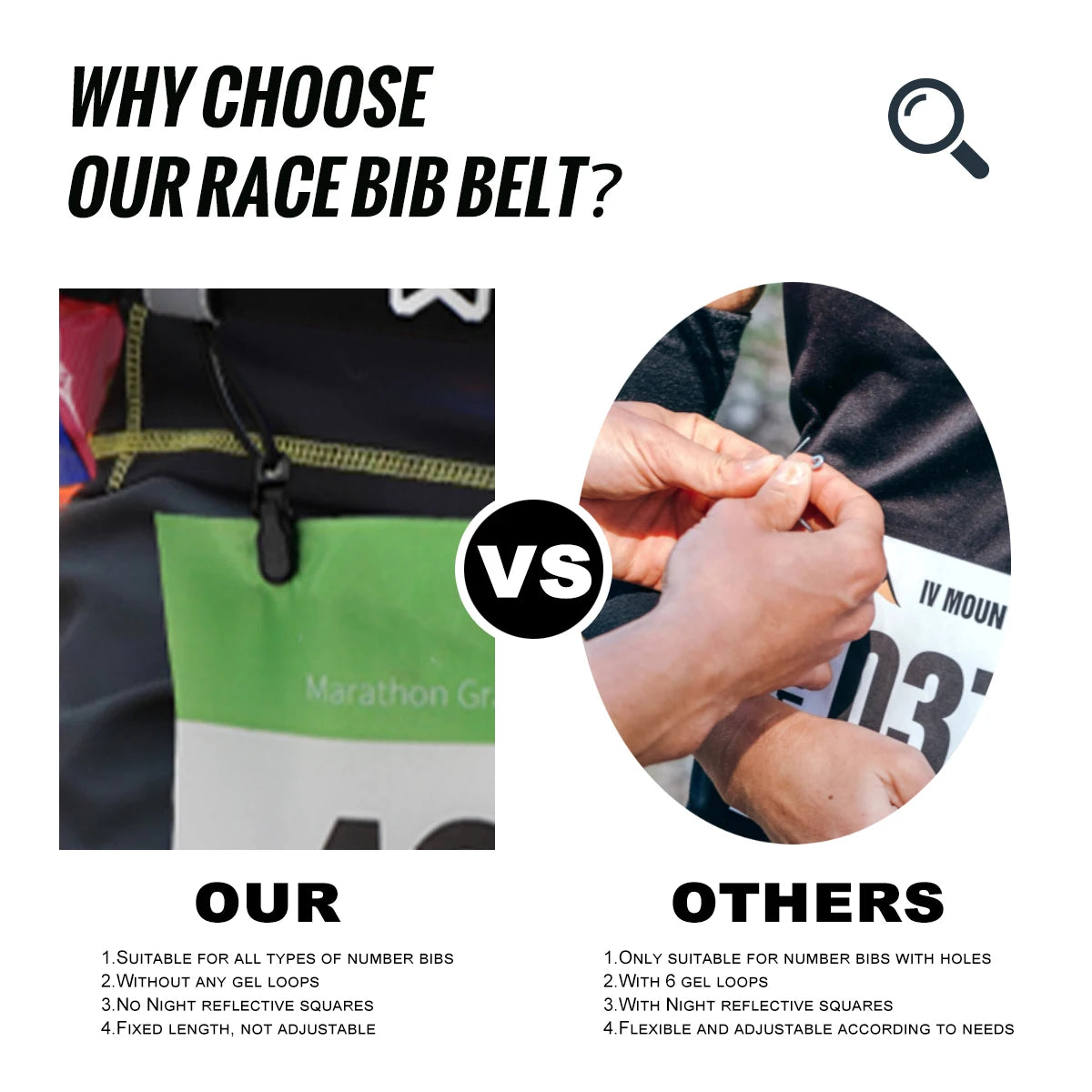 Running Race Accessories: WRELS Adjustable Bib Holder, Race Belt For Races / Rungear