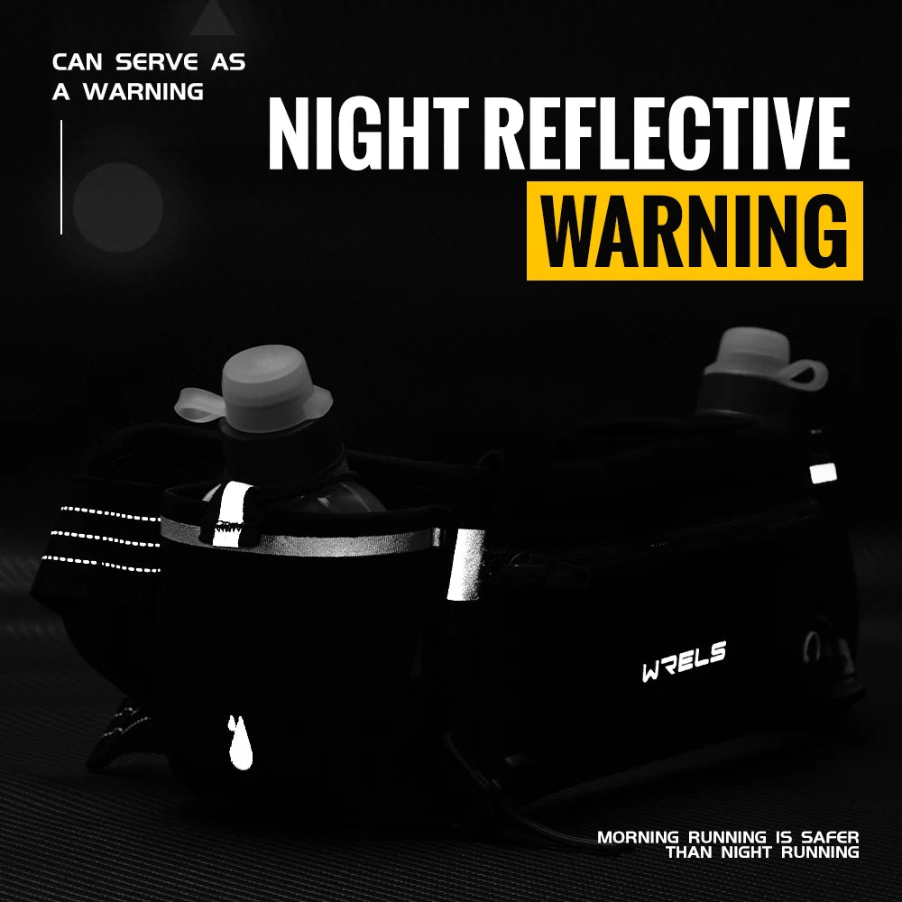 WRELS Upgraded Running Hydration Belt Bag With Water Bottles for Outdoor Sports