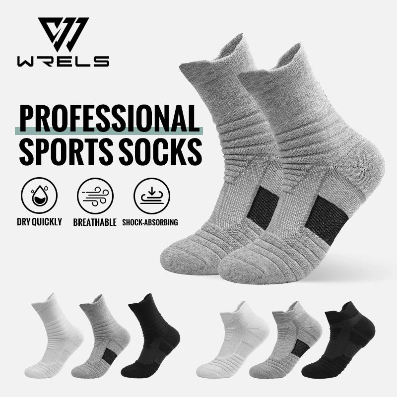 Moisture-Wicking Socks: WRELS Athletic, Moisture-Wicking, Cushioned Arch Support, Sports Crew Socks for Running, Hiking / Rungear