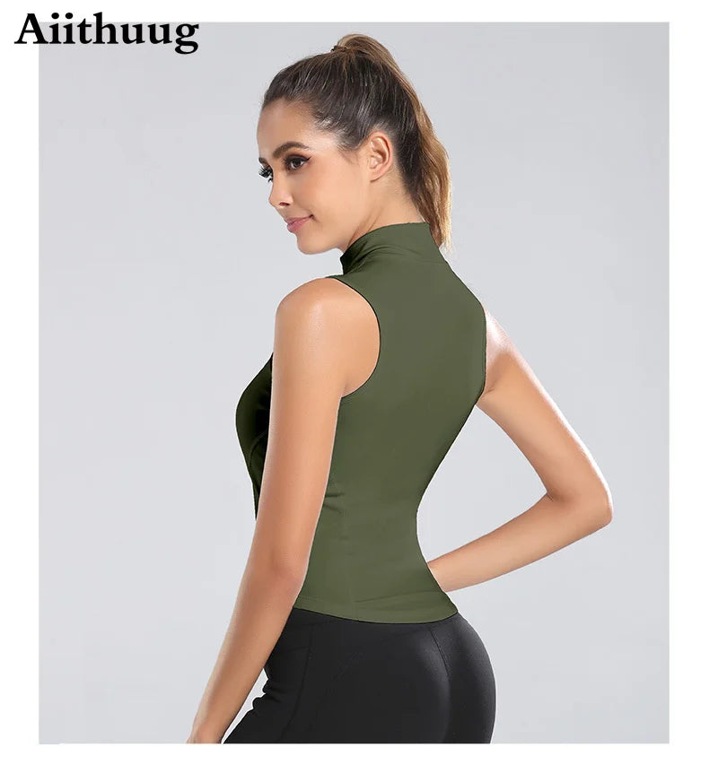 Women's Running Apparel: Sleeveless, High Neck, Breathable, Quick-Dry, Full Zip Up, Athletic Sweat Vest for Running, Fitness, Workout / Rungear