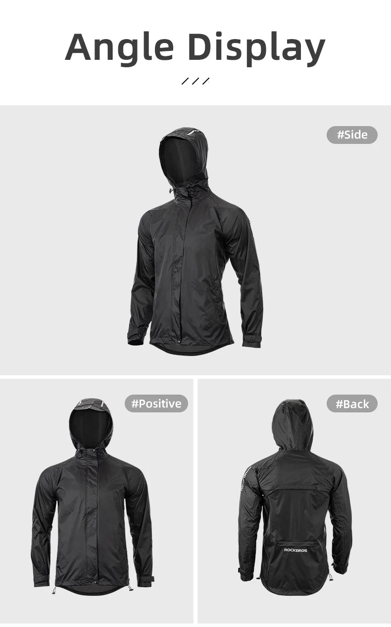 ROCKBROS Breathable Reflective Waterproof Hooded Jacket Men European Size