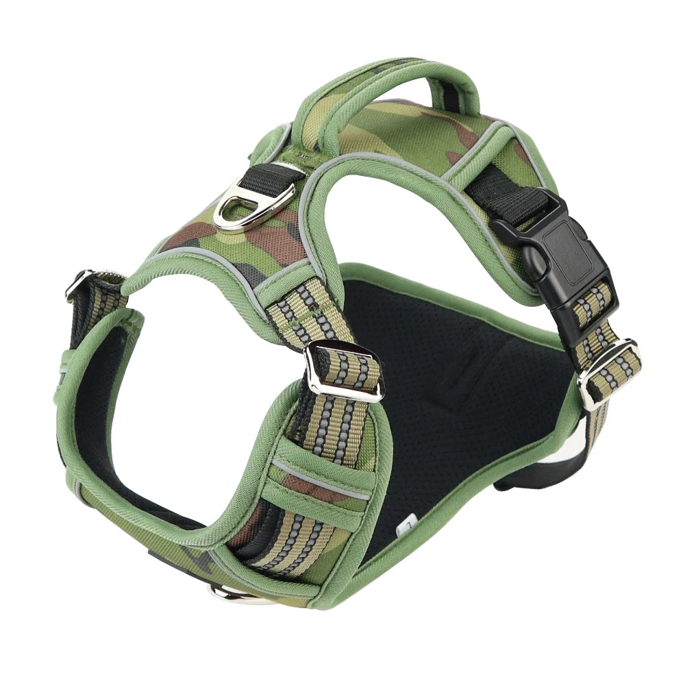 Reflective Pet Accessories:  Dog Harness with Vertical Handle, Adjustable Dog Collars for Big Medium Dogs, 1000D Oxford Cloth / Rungear