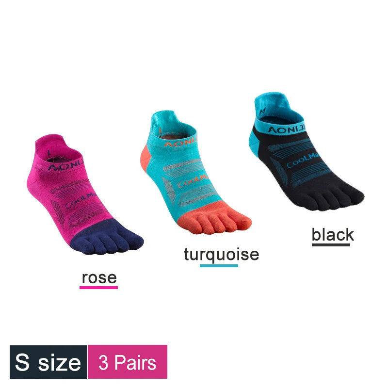 AONIJIE 3-Pair Set Breathable Five-Toe Socks – Ultralight, Low-Cut Athletic Socks for Running