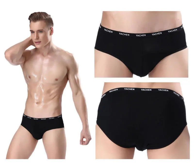Men's Breathable Comfortable High Elasticity Bamboo Fibre Solid Underwear Briefs