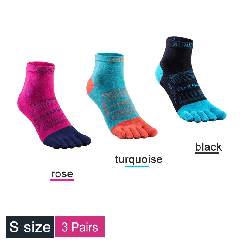 AONIJIE 3-Pair Set Breathable Five-Toe Socks – Ultralight, Low-Cut Athletic Socks for Running