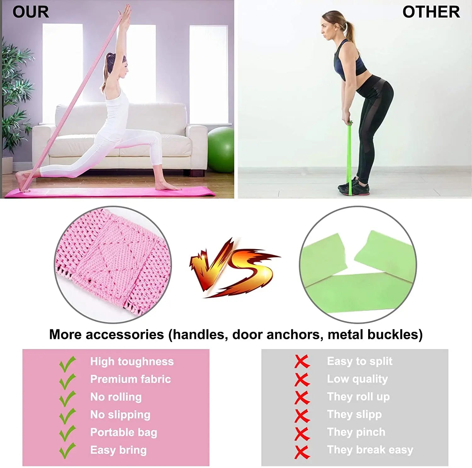 Recovery Gear Accessories: Fitness, Elastic Long Resistance Booty Bands Set Pull Up Gym Equipment / Rungear