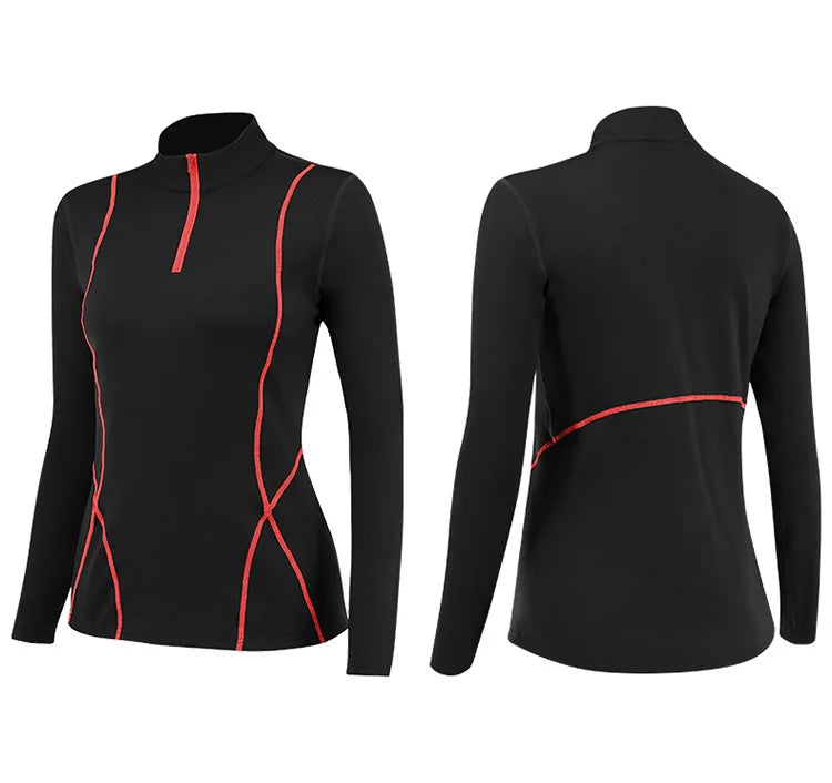 Women's Running Clothing: Full Sleeve Warm Fleece Thermal T-Shirt For Sports Fitness / Rungear