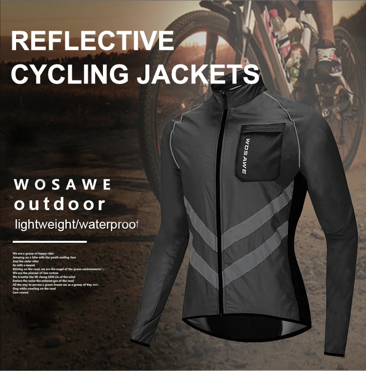 Men's Running Apparel: WOSAWE Ultralight Reflective Windproof Water Resistant Windbreaker / Rungear