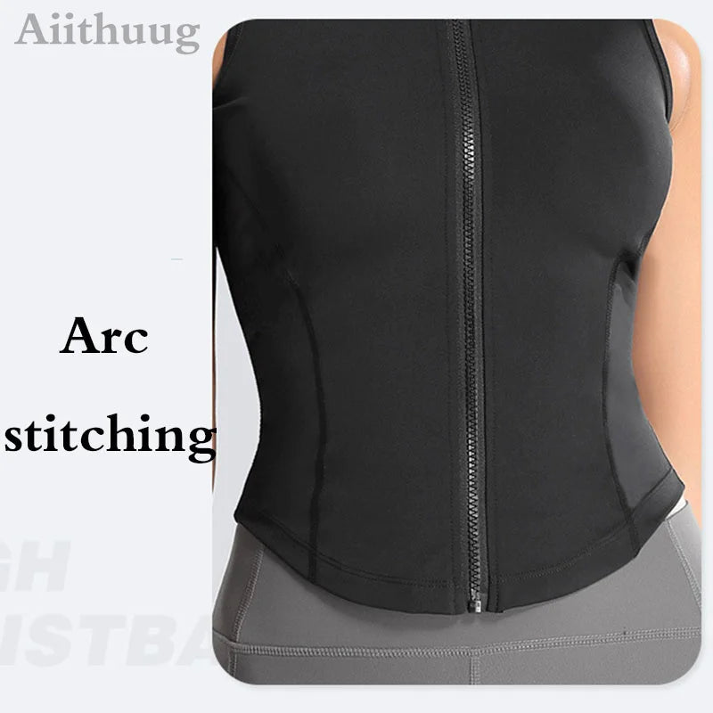Women's Running Apparel: Sleeveless, High Neck, Breathable, Quick-Dry, Full Zip Up, Athletic Sweat Vest for Running, Fitness, Workout / Rungear