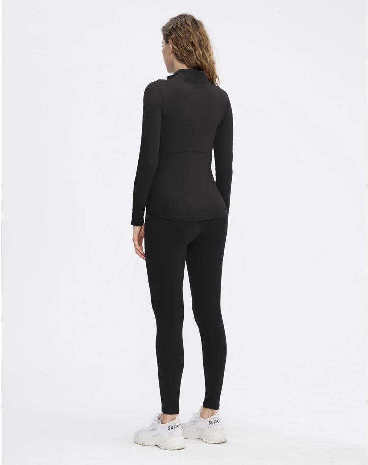 Women's Running Clothing: Full Sleeve Warm Fleece Thermal T-Shirt For Sports Fitness / Rungear