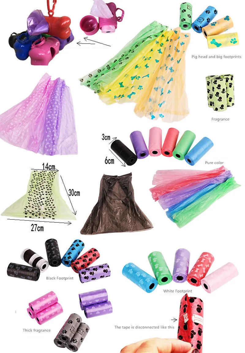 New Biodegradable Pets Waste Pick Up Dog Poop Garbage Bags Carrier