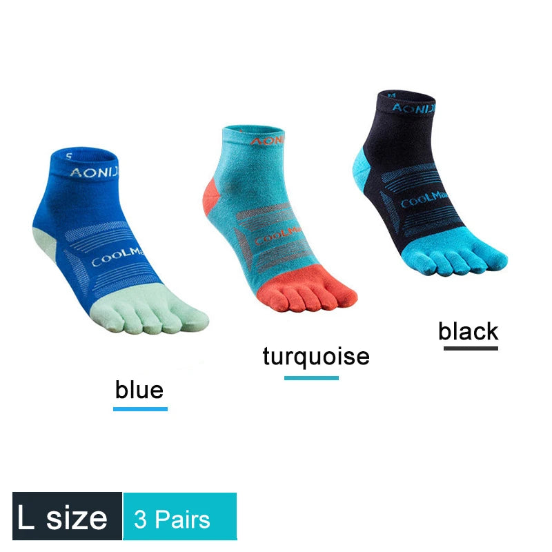 AONIJIE 3-Pair Set Breathable Five-Toe Socks – Ultralight, Low-Cut Athletic Socks for Running