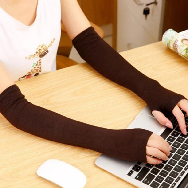 Running Winter Accessories: Knitted, Long Fingerless, Unisex Winter Arm Warmers for Outdoor Sports / Rungear