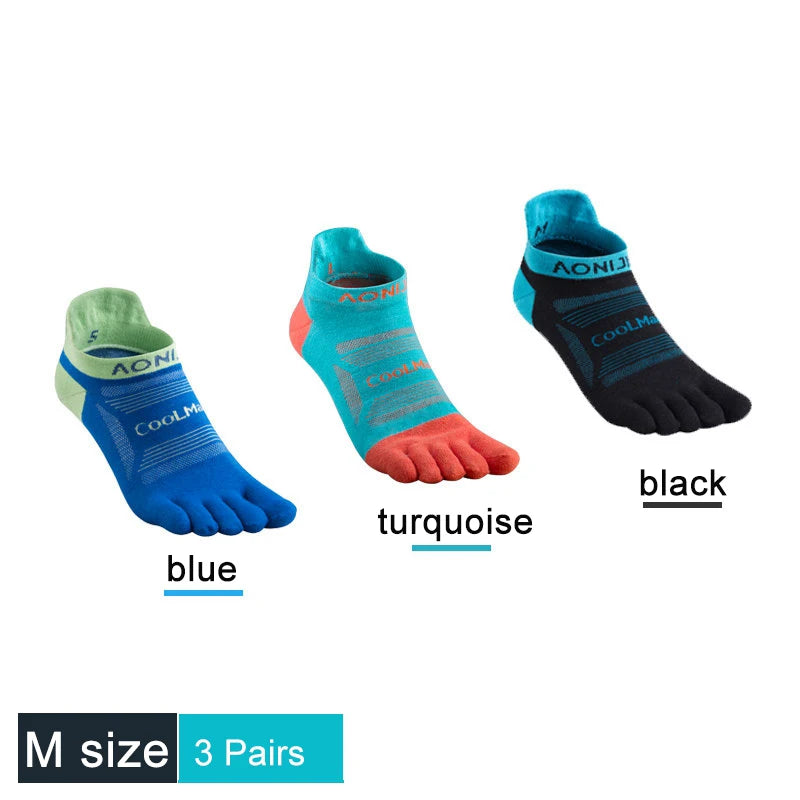 AONIJIE 3-Pair Set Breathable Five-Toe Socks – Ultralight, Low-Cut Athletic Socks for Running