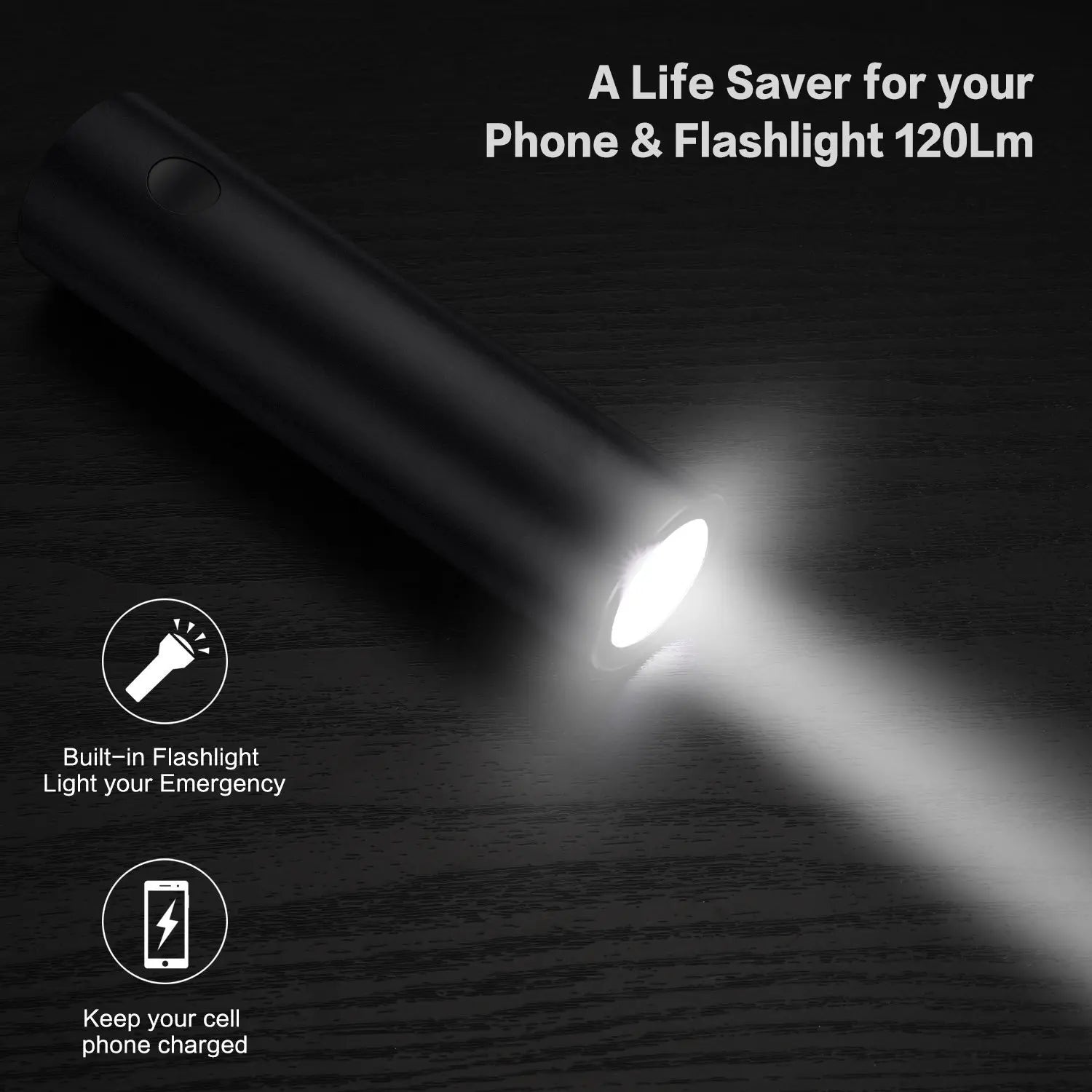 Tech Gear Accessories: 5000 Mah, Portable, Mini Multi-Function Mobile Power Bank With Outdoor Light Torch / Rungear