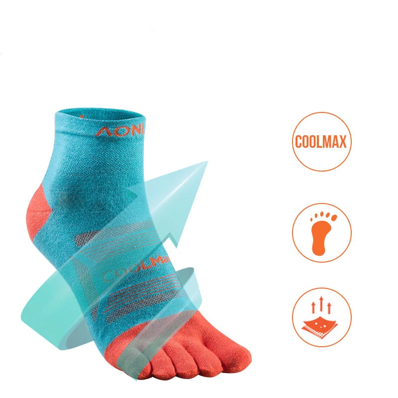 AONIJIE 3-Pair Set Breathable Five-Toe Socks – Ultralight, Low-Cut Athletic Socks for Running