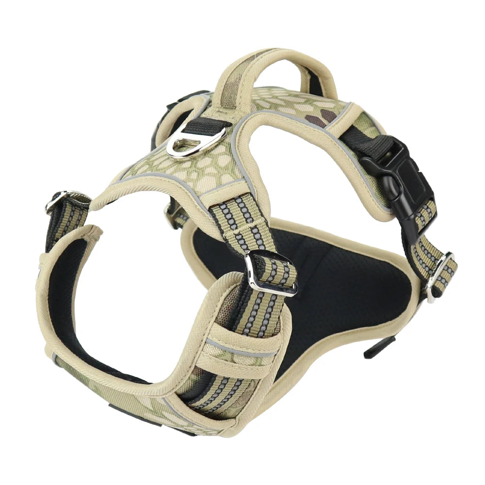Reflective Pet Accessories:  Dog Harness with Vertical Handle, Adjustable Dog Collars for Big Medium Dogs, 1000D Oxford Cloth / Rungear