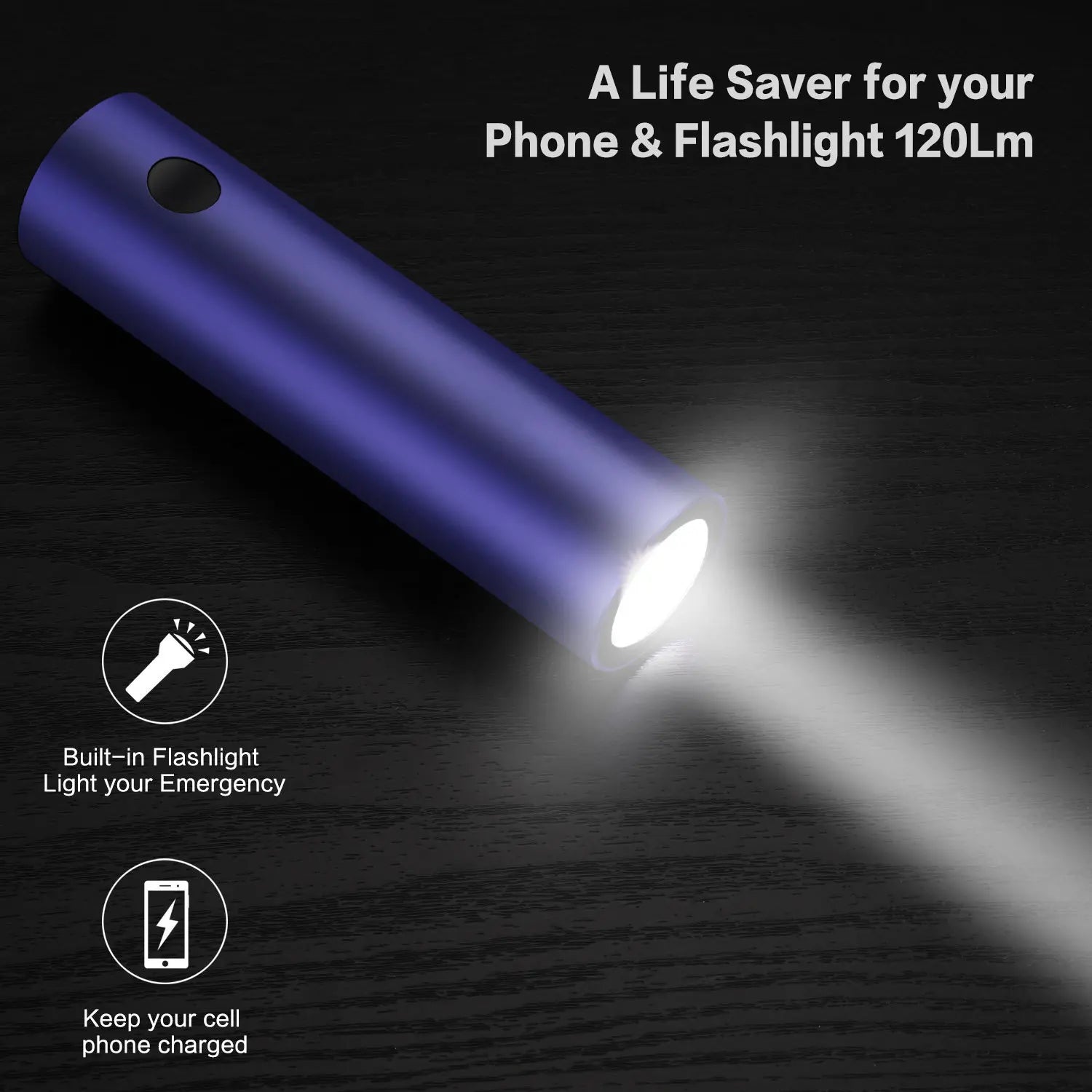 Tech Gear Accessories: 5000 Mah, Portable, Mini Multi-Function Mobile Power Bank With Outdoor Light Torch / Rungear