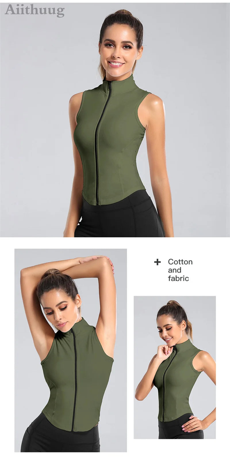 Women's Running Apparel: Sleeveless, High Neck, Breathable, Quick-Dry, Full Zip Up, Athletic Sweat Vest for Running, Fitness, Workout / Rungear