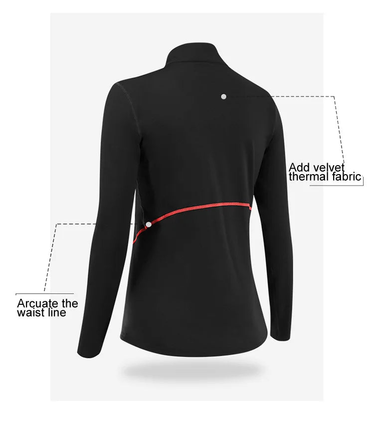Women's Running Clothing: Full Sleeve Warm Fleece Thermal T-Shirt For Sports Fitness / Rungear