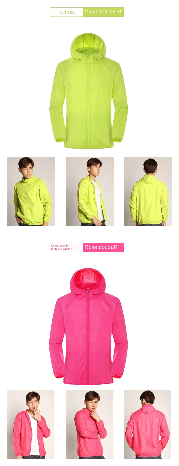 Unisex Waterproof Jacket: Waterproof, Quick Dry, UV Sun-Protective Windbreaker Jacket for Outdoor Sports / Rungear