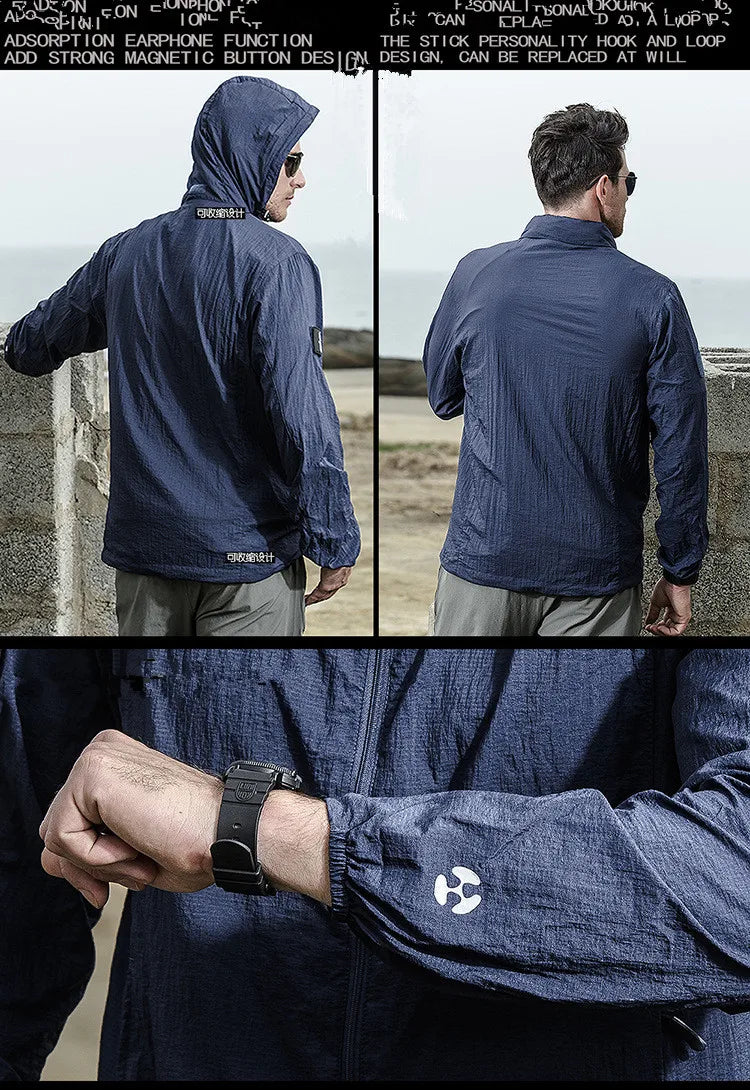 Men's Running Apparel Jackets: Lightweight, Waterproof, Summer Breathable Thin Hooded Jacket / Rungear