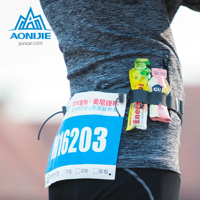 Running Race Accessories: AONIJIE Race Number Belt With Gel Holder For Triathlon Marathon Outdoor Sports / Rungear