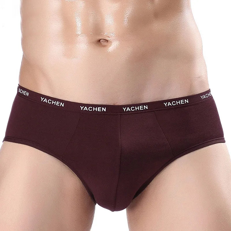 Men's Breathable Comfortable High Elasticity Bamboo Fibre Solid Underwear Briefs