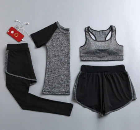 Women's Quick Dry Apparel: Hooded Jacket, T-Shirt, Sports Bra, Shorts and Pant Sportswear Set / Rungear