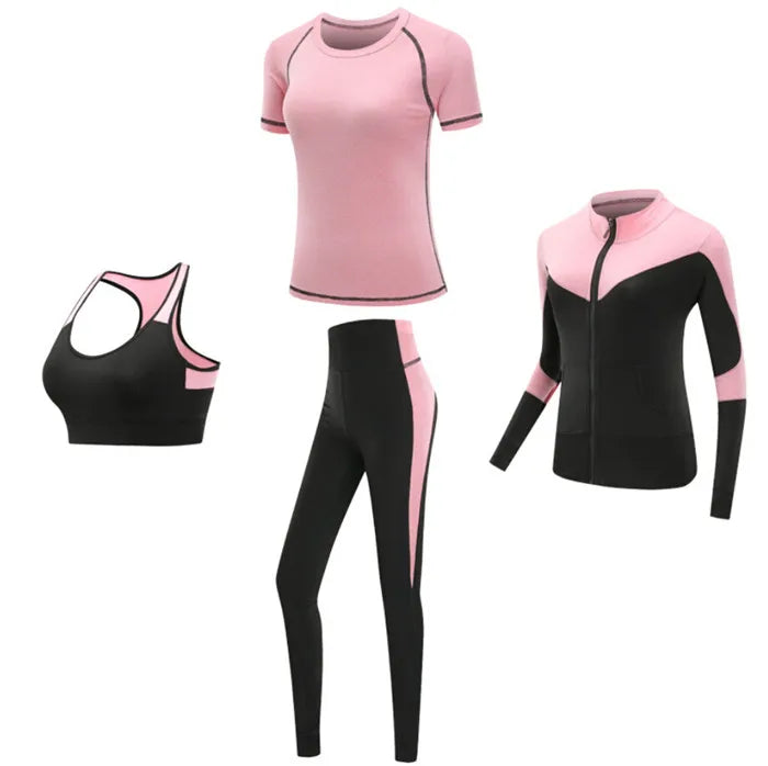 Women's Quick Dry Sets: 4Pc Workout Training Activewear Sets / Rungear