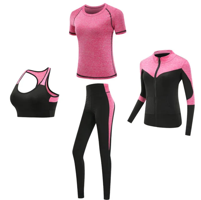 Women's Quick Dry Sets: 4Pc Workout Training Activewear Sets / Rungear