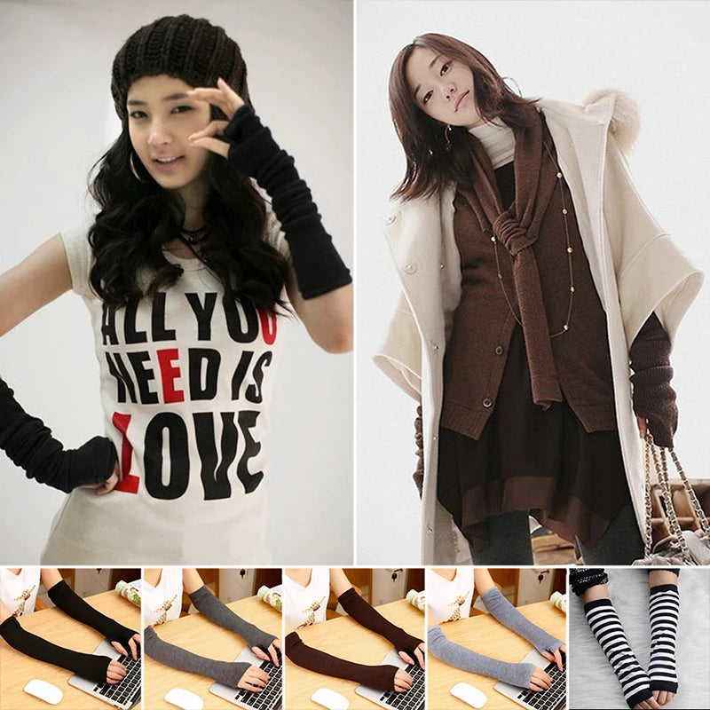 Running Winter Accessories: Knitted, Long Fingerless, Unisex Winter Arm Warmers for Outdoor Sports / Rungear