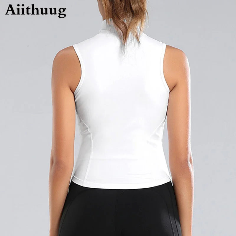 Women's Running Apparel: Sleeveless, High Neck, Breathable, Quick-Dry, Full Zip Up, Athletic Sweat Vest for Running, Fitness, Workout / Rungear