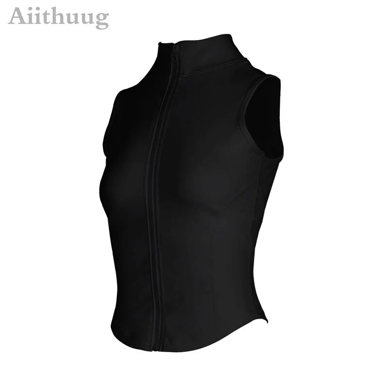 Women's Running Apparel: Sleeveless, High Neck, Breathable, Quick-Dry, Full Zip Up, Athletic Sweat Vest for Running, Fitness, Workout / Rungear