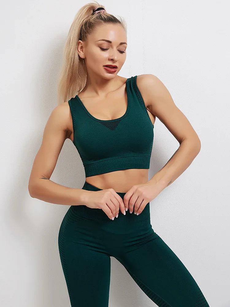 Women's Activewear Sets: Seamless, Sports Fitness, High Waist Hip-Lifting Stretch Leggings And Top for Women / Rungear
