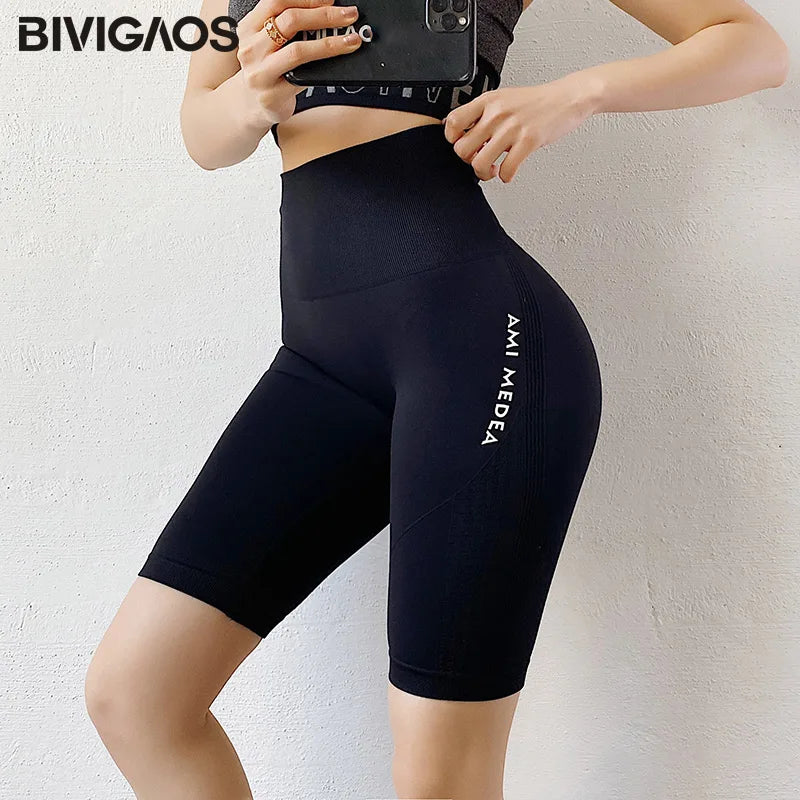 Women's Activewear Shorts: BIVIGAOS New High Waist, Quick Drying, High Stretch, Fitness Sports Shorts / Rungear