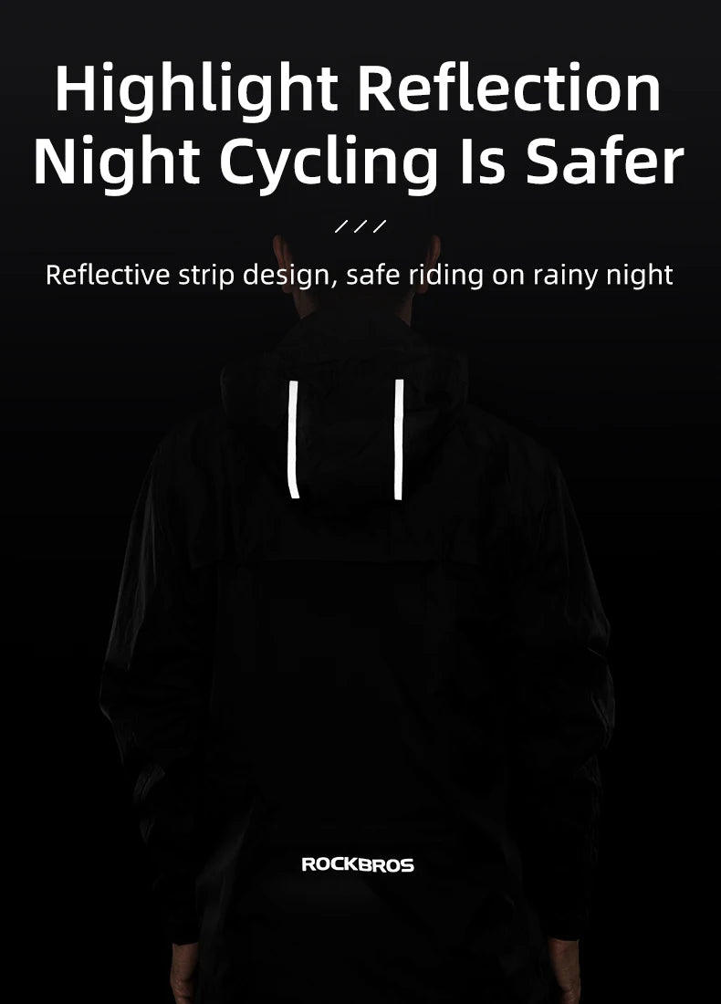 ROCKBROS Breathable Reflective Waterproof Hooded Jacket Men European Size