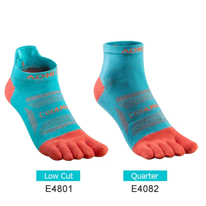 AONIJIE 3-Pair Set Breathable Five-Toe Socks – Ultralight, Low-Cut Athletic Socks for Running