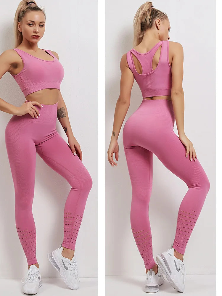 Women's Activewear Sets: Seamless, Sports Fitness, High Waist Hip-Lifting Stretch Leggings And Top for Women / Rungear