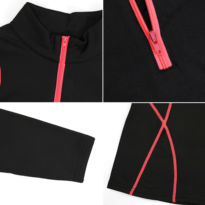 Women's Running Clothing: Full Sleeve Warm Fleece Thermal T-Shirt For Sports Fitness / Rungear