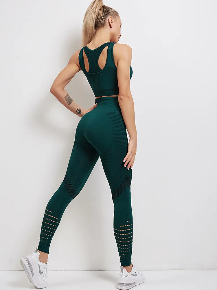 Women's Activewear Sets: Seamless, Sports Fitness, High Waist Hip-Lifting Stretch Leggings And Top for Women / Rungear
